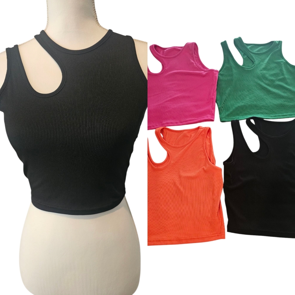 NWOT Bundle (4) SHEIN Bae Cut Out Cropped Tops SZ M